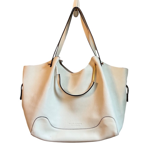 Sondra Roberts Handbags - Sondra Roberts Squared Vegan Leather Hobo Style Shoulder Top Handle Bag in Ivory